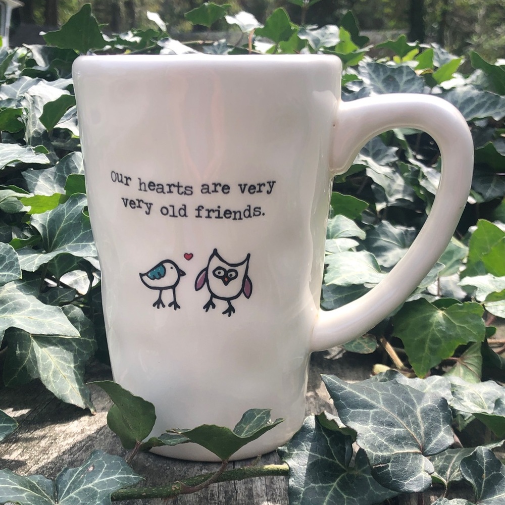 NATURAL LIFE White Mug with Bird and Owl Design